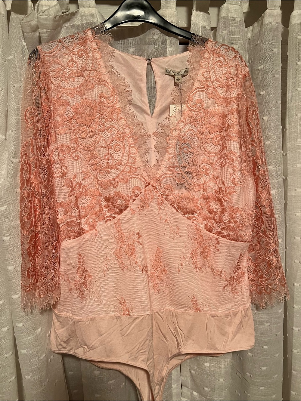 eva mendes for New York & Company Peach Lace Detail Dress Top